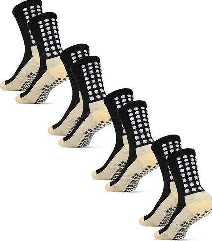4Pairs Kids Grip Sports Athletic Anti Slip Soccer Socks Boy Girl 8-12 Years Basketball Football Running in Saudi Arabia