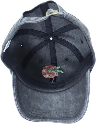 Summer Beach Sun Hat for Men Women, Tropical Themed Embroidered Adjustable Baseball Cap with Palm Tree and Sunset Design in Saudi Arabia