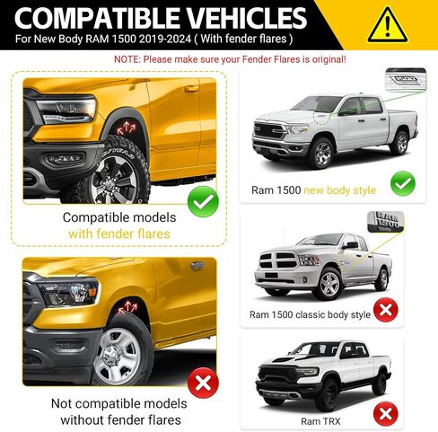 Truck Mud Flaps for 2019-2024 Dodge Ram 1500 with OEM Fender Flares(New Body Style), Front & Rear Mud Guards Set No Drill Splash Guards Accessories 4pcs(NOT for Classic or TRX Models) in Saudi Arabia