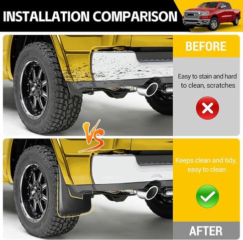Truck Mud Flaps for 2019-2024 Dodge Ram 1500 with OEM Fender Flares(New Body Style), Front & Rear Mud Guards Set No Drill Splash Guards Accessories 4pcs(NOT for Classic or TRX Models) in Saudi Arabia