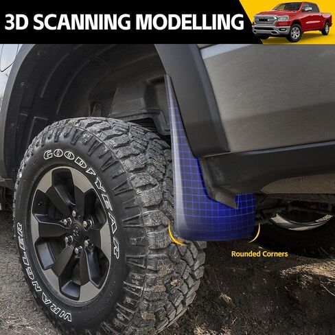 Truck Mud Flaps for 2019-2024 Dodge Ram 1500 with OEM Fender Flares(New Body Style), Front & Rear Mud Guards Set No Drill Splash Guards Accessories 4pcs(NOT for Classic or TRX Models) in Saudi Arabia