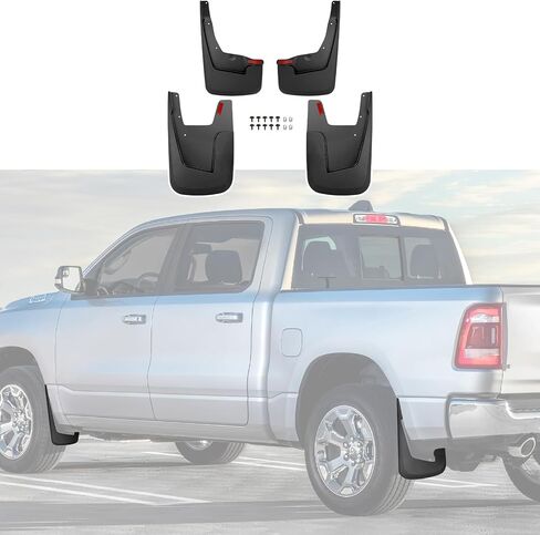 Truck Mud Flaps for 2019-2024 Dodge Ram 1500 with OEM Fender Flares(New Body Style), Front & Rear Mud Guards Set No Drill Splash Guards Accessories 4pcs(NOT for Classic or TRX Models) in Saudi Arabia