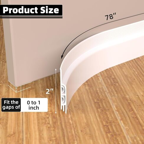 ESUFEIR 78" Under Door Draft Stopper,Bottom Door Sweeps for Exterior & Interior,Gap Filler Noise Blocker Seal Strip,Wind Guard Dust Stopper(Black) in Saudi Arabia