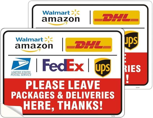 ملصق علامة تسليم الطرود للخارج، تعليمات التسليم مقاس 10 × 7 بوصة لـ FedEx Amazon UPS USPS DHL ملصق فينيل لاصق للباب الأمامي مقاوم للطقس/البهتان in Kuwait