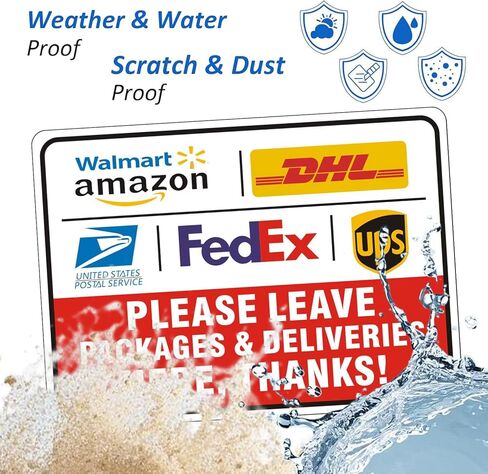 ملصق علامة تسليم الطرود للخارج، تعليمات التسليم مقاس 10 × 7 بوصة لـ FedEx Amazon UPS USPS DHL ملصق فينيل لاصق للباب الأمامي مقاوم للطقس/البهتان in Kuwait