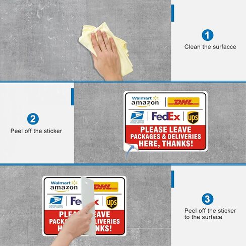 ملصق علامة تسليم الطرود للخارج، تعليمات التسليم مقاس 10 × 7 بوصة لـ FedEx Amazon UPS USPS DHL ملصق فينيل لاصق للباب الأمامي مقاوم للطقس/البهتان in Kuwait