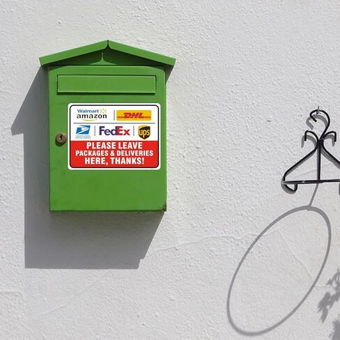 ملصق علامة تسليم الطرود للخارج، تعليمات التسليم مقاس 10 × 7 بوصة لـ FedEx Amazon UPS USPS DHL ملصق فينيل لاصق للباب الأمامي مقاوم للطقس/البهتان in Kuwait