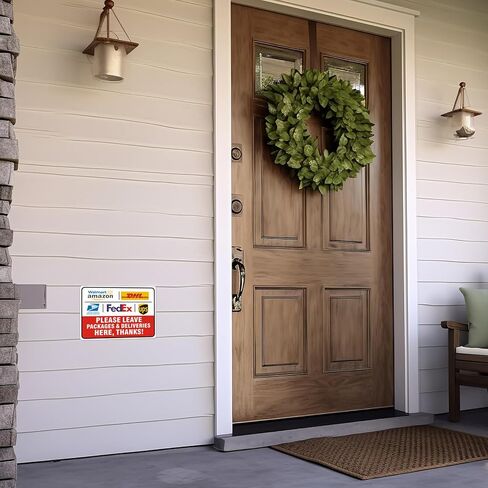 ملصق علامة تسليم الطرود للخارج، تعليمات التسليم مقاس 10 × 7 بوصة لـ FedEx Amazon UPS USPS DHL ملصق فينيل لاصق للباب الأمامي مقاوم للطقس/البهتان in Kuwait