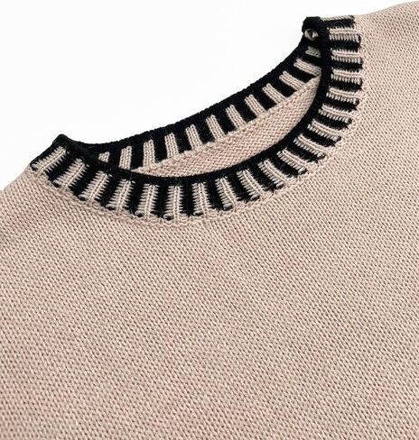 Women's Oversized Lightweight Cute Cap Sleeve Sweater Vest Spring 2025 Trendy Contrast Color Crewneck Thin Knit Top in Kuwait