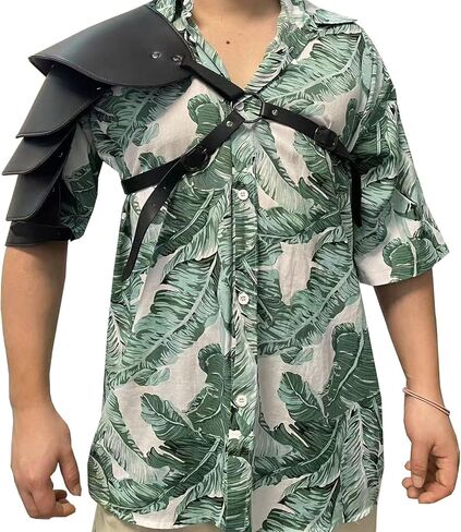 Unisex Shoulder Armor Medieval Viking Armour Faux Leather Adjustable Costume for LARP Halloween Party in Kuwait