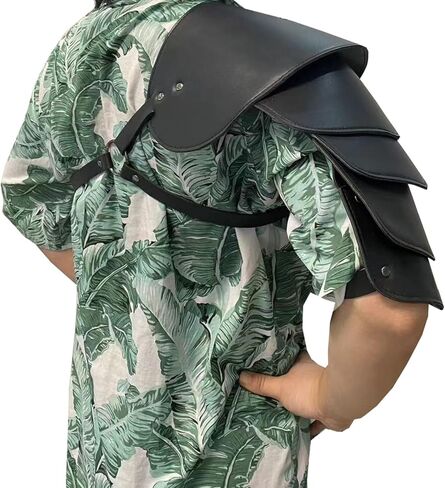 Unisex Shoulder Armor Medieval Viking Armour Faux Leather Adjustable Costume for LARP Halloween Party in Kuwait