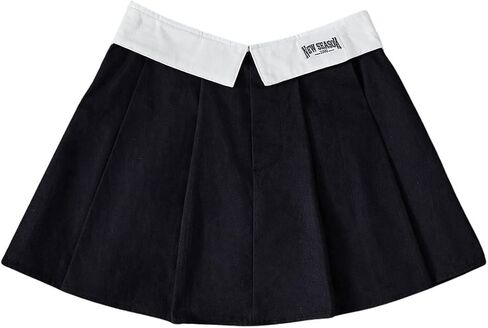 MakeMeChic Girl's Color Block A Line Mini Skirt Pleated Letter Patched Summer Short Skirts in Saudi Arabia