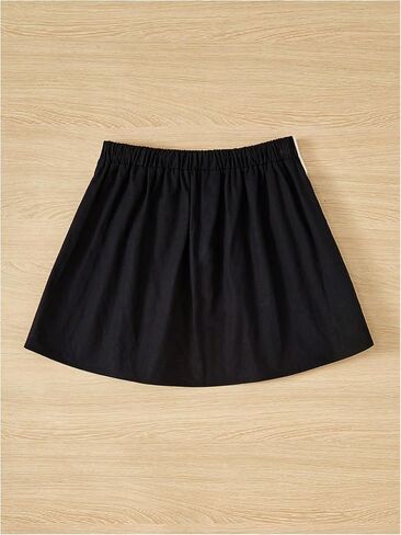 MakeMeChic Girl's Color Block A Line Mini Skirt Pleated Letter Patched Summer Short Skirts in Saudi Arabia