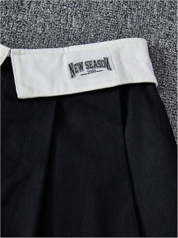 MakeMeChic Girl's Color Block A Line Mini Skirt Pleated Letter Patched Summer Short Skirts in Saudi Arabia