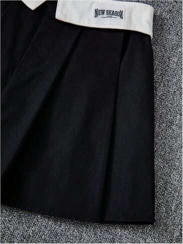MakeMeChic Girl's Color Block A Line Mini Skirt Pleated Letter Patched Summer Short Skirts in Saudi Arabia