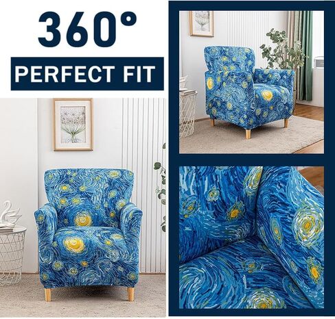 Accent Chair Covers with Arms Stretch Mid Century Modern Accent Chair Slipcovers 1-Piece Printed Banquet Arm Chair Cover Couch Sofa Covers Protector for Living Room Office Hotel #4 in Kuwait