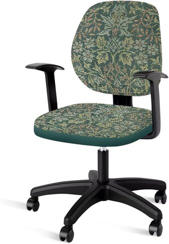 Green Leaf Flower Pattern Computer Office Chair Covers, Protective & Stretchable Universal Chair Cover, Stretch Rotating Chair Slipcover Suitable for Standard Armchairs(2Pcs/Set) in Kuwait