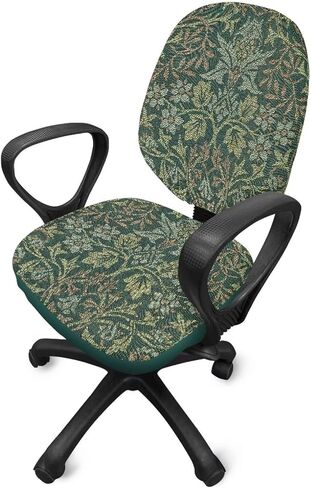Green Leaf Flower Pattern Computer Office Chair Covers, Protective & Stretchable Universal Chair Cover, Stretch Rotating Chair Slipcover Suitable for Standard Armchairs(2Pcs/Set) in Kuwait