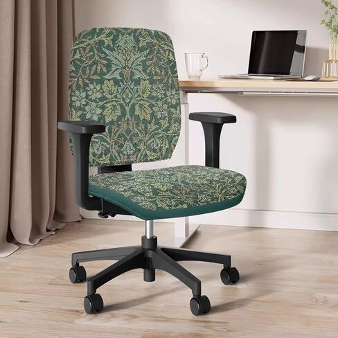 Green Leaf Flower Pattern Computer Office Chair Covers, Protective & Stretchable Universal Chair Cover, Stretch Rotating Chair Slipcover Suitable for Standard Armchairs(2Pcs/Set) in Kuwait