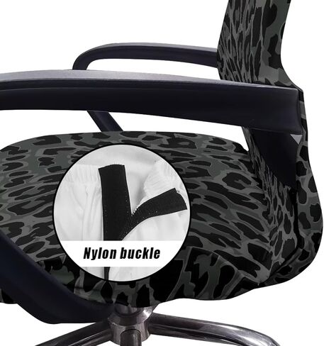 Black Leopard Print Office Chair Cover, Removable Computer Chair Slipcovers with Elastic Bottom Universal Rotating Desk High Back Seat Washable Chair Seat Protector-L in Saudi Arabia