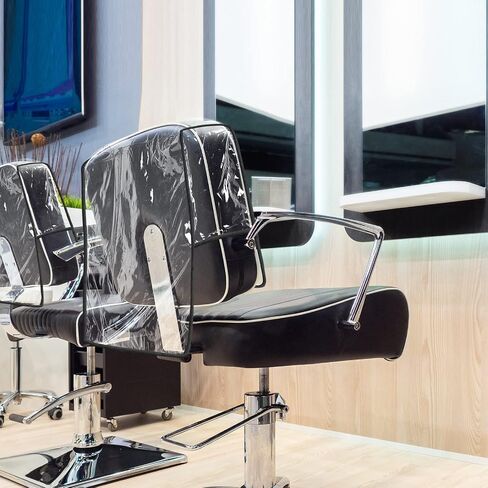 Hoolerry 4 Pcs Black Edge Salon Chair Cover Clear Plastic Square Hairdressing Back Protectors for Fits Most Standard Back Reinforced Precision Stitched Covers to Prevent Damage Spa/Salon Chairs in Kuwait