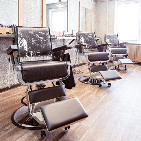 Hoolerry 4 Pcs Black Edge Salon Chair Cover Clear Plastic Square Hairdressing Back Protectors for Fits Most Standard Back Reinforced Precision Stitched Covers to Prevent Damage Spa/Salon Chairs in Kuwait