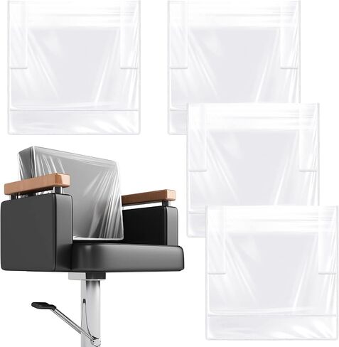 Hoolerry 4 Pcs Black Edge Salon Chair Cover Clear Plastic Square Hairdressing Back Protectors for Fits Most Standard Back Reinforced Precision Stitched Covers to Prevent Damage Spa/Salon Chairs in Kuwait