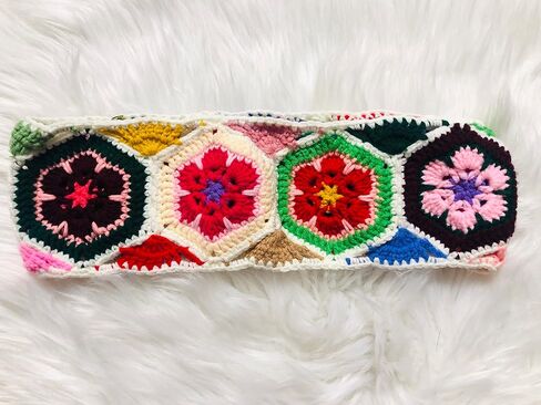 Handmade Crochet Steering Wheel Cover Colorful Gesang Flower Seat Belt Cover Car Interior Accessories Decorations. (Steering Wheel Cover) in Kuwait