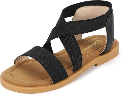 Pandaninjia Girls Sandals Slip-on المرونة في الكاحل الصليب الصليب الملمس in Saudi Arabia