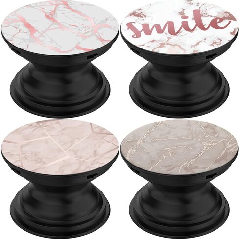 Foldable Cell Phone Stand Holder for Smartphone (4 Pack) - Geometric Rose Gold Marble Heart Black White in Saudi Arabia