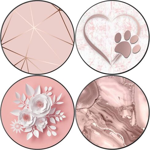 Foldable Cell Phone Stand Holder for Smartphone (4 Pack) - Geometric Rose Gold Marble Heart Black White in Saudi Arabia