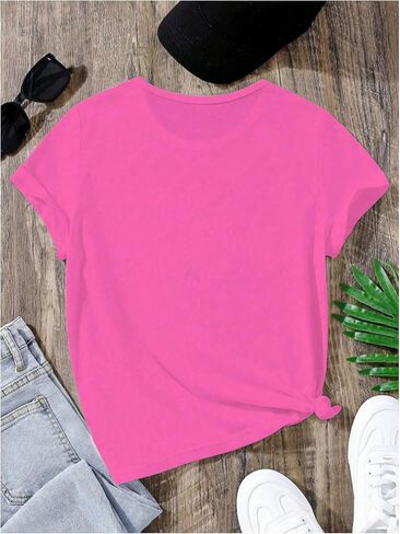 Floerns Girl's Smiling Face Graphic Crew Neck T Shirt Short Sleeve Casual Cute Tee Top in Saudi Arabia