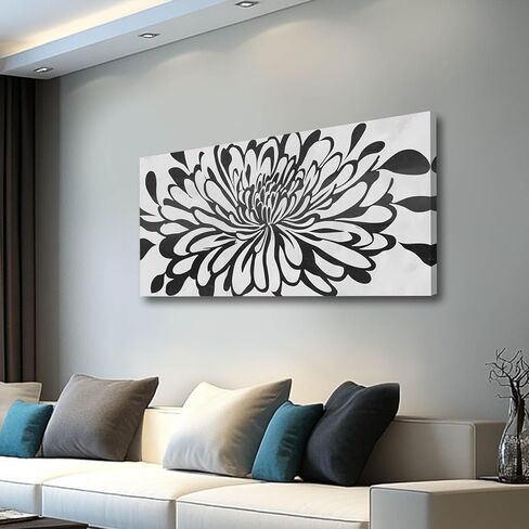 GAIDUOMAI Wildflowers Canvas Wall Art for Bedroom Blue Lake Wall Hanging Artwork Nature Colorful Wall Paintings for Living Room Dining Room 24"x48" in Kuwait