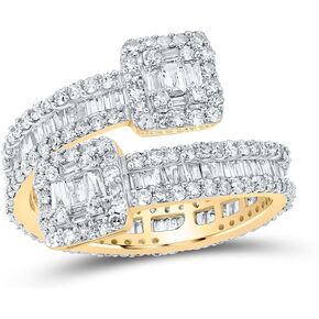Jewels By Lux 10kt Yellow Gold Womens Baguette Diamond Cuff Eternity Band Ring 1-1/2 Cttw Size 7