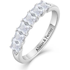 YL Princess Cut Ring القابلة للتكديس 925 Band Silver Silver Edernity Band للنساء 3x3mm مولد الحجر الذكرى الزفاف المجوهرات
