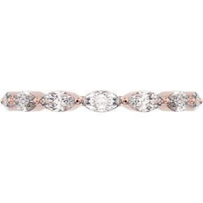 0.7 Ct Marquise Cut Moissanite Dainty Minimalist Stackable Half Eternity Halo Eye 14K Solid White Gold Everyday Wedding Band