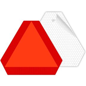 Small Slow Moving sticker Slow Vehicle Sign, 7 x 8 inches, Diamond Grade Reflective Triangle Sticker, Golf cart accessories Red (Pack of 02)