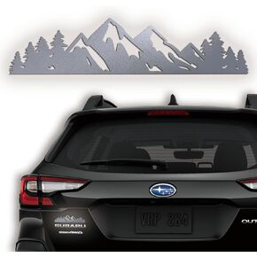 GRITKULTURE Snow Mountain Tree Decal Sticker 6.7inch Wide Premium Badge Universal for SUV, Subaru, Trucks, Tailgate, Cars, Windows, Emblem Auto Decoration Accessories (White)