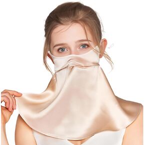 100 ٪ 19 Momme Mulberry Silk Contens Mask - UPF 50+ Hybrid Face Mask and Deck Gaiter for Women