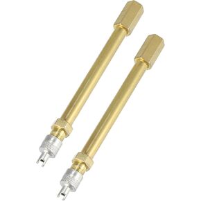 2pcs 100mm/3.94" Long Brass Auto Tire Valve Extension Adaptor Air Tyre Stem Extender Inflation Stright Bore for Car Truck Motorcycle Bike Scooter Replacement Car Parts