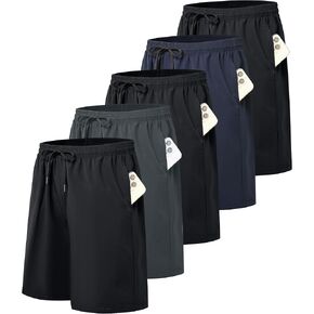 5 Pack Mens Athletic Gym Workout Shorts Quick Dry Basketball Running Lightweight Shorts with Pockets