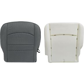 Priprilod Cloth Gray Driver Side Bottom Replacement Seat Cover & Driver Side Foam Cushion Compatible with Dodge Ram 1500 2500 3500 4500 5500 2013 2014 2015 2016 2017 2018