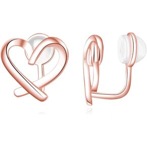 Reffeer Solid 925 Sterling Silver Love Heart Clip On Earrings Ear Cuffs for Women Teens Heart Wrap Earrings No Piercing