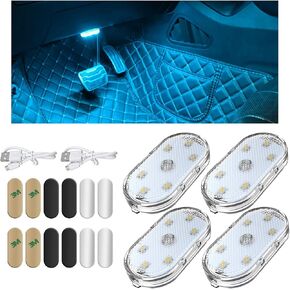 4 PCS CAR LED LIDES INTORIOR INTORIOR ، 7 COLORS LATCY AUTO AMPIANT LIGHT مع 6 حبات مصباح LED مشرقة ، مركبة محمولة USB قابلة للشحن LED LEG LIGHT (PINK)