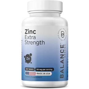Balance Breens Zinc Extra Strength 50mg، 120 قرصًا نباتيًا غير معدّل وراثيًا