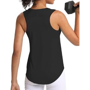 Racerback Tank Tops for Women High Neck Workout Tops Athletic Gym Sleeveless Slim-Fit Shirts UPF 50+