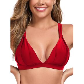 Relleciga Women's Triangle Bikini Top Crisscross Back Swimsuit مبطنة بدلة السباحة أعلى