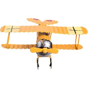 EXCEART 1pc Vintage-Style Metal Airplane Ornament - Yellow Iron, Biplane, Wall/Ceiling Mount, Theme, Handmade, 3.93x3.54x1.18 Inches