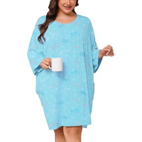 Plus Size Nightgowns for Women Oversized Sleep Shirts lounge dress with Pockets Short Sleeve Pajamas Fit S-5XL