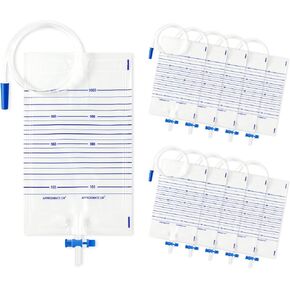 10 Pack Urinary Drainage Bags 1000ML Urinary Bags with Anti-Reflux Valve and Easy Drain Switch Drain Bags for Home and Hospitals Health Aids